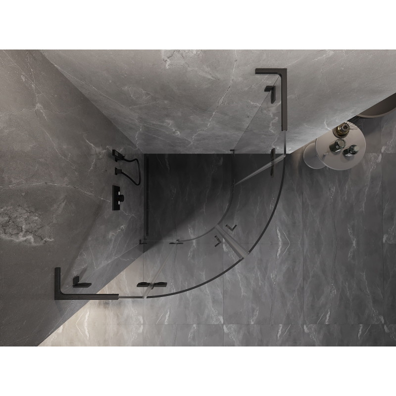 Mexen Lunar L Halbkreis-Duschkabine schwenkbar 90 x 90 cm, transparent, gebürstet Gun Gray - 833L-090L-090P-66-00