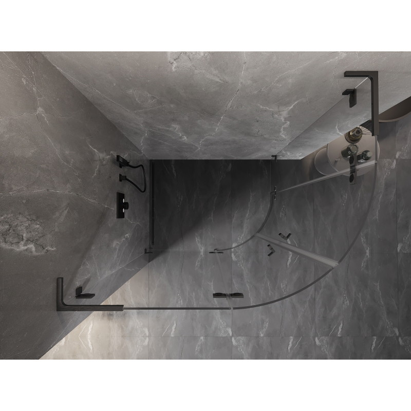 Mexen Lunar L Duschkabine Halbkreis Schwenktür links 100 x 90 cm, transparent, gebürstet Gun Gray - 833L-100L-090P-66-00