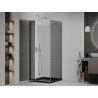 Mexen Roma Schwenkbare Duschkabine 80 x 80 cm, Graphit, Chrom + Duschwanne Flat, Schwarz - 854-080-080-01-40-4070