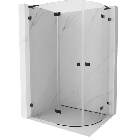 Mexen Lunar L Duschkabine Halbkreis Pendeltür links 100 x 90 cm, transparent, schwarz - 833L-100L-090P-70-00