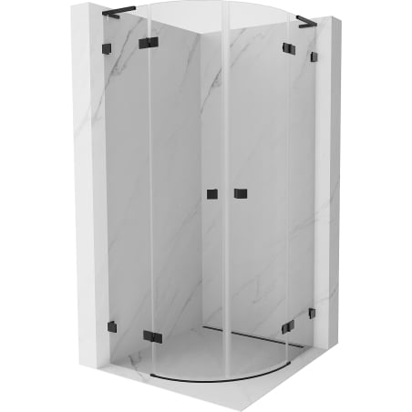 Mexen Lunar L, halbkreisförmige Duschkabine mit Schwingtür 100 x 100 cm, transparent, schwarz - 833L-100L-100P-70-00