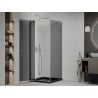 Mexen Roma Duschkabine schwenkbar 90 x 90 cm, Graphit, Chrom + Duschwanne Flat, schwarz - 854-090-090-01-40-4070