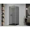 Mexen Roma Duschkabine schwenkbar 90 x 90 cm, Graphit, Chrom + Duschwanne Flat, schwarz - 854-090-090-01-40-4070