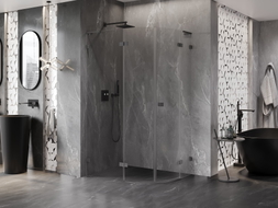 Mexen Lunar L Halbrunde Duschkabine schwenkbar links 100 x 90 cm, transparent, Gunmetal - 833L-100L-090P-95-00