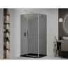 Mexen Roma Duschkabine zum Schwingen 90 x 100 cm, Graphit, Chrom + Duschwanne Flat, Schwarz - 854-090-100-01-40-4070