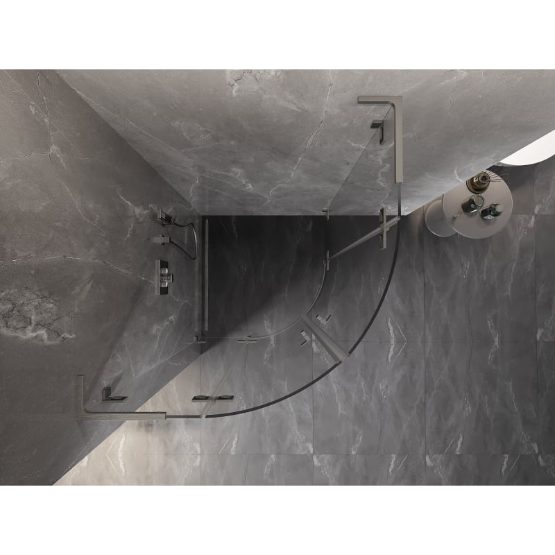 Mexen Lunar L Runddusche Pendeltür 90 x 90 cm, transparent, gebürsteter Nickel - 833L-090L-090P-97-00