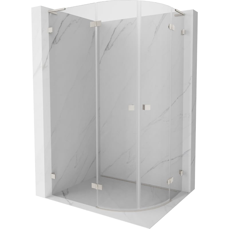 Mexen Lunar L Halbrunde, schwenkbare Duschkabine links 100 x 90 cm, transparent, gebürsteter Nickel - 833L-100L-090P-97-00