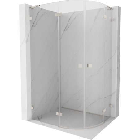 Mexen Lunar L Halbrunde, schwenkbare Duschkabine links 100 x 90 cm, transparent, gebürsteter Nickel - 833L-100L-090P-97-00