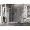 Mexen Lunar L halbkreisförmige Duschkabine mit Schwingtür 100 x 100 cm, transparent, gebürsteter Nickel - 833L-100L-100P-97-00