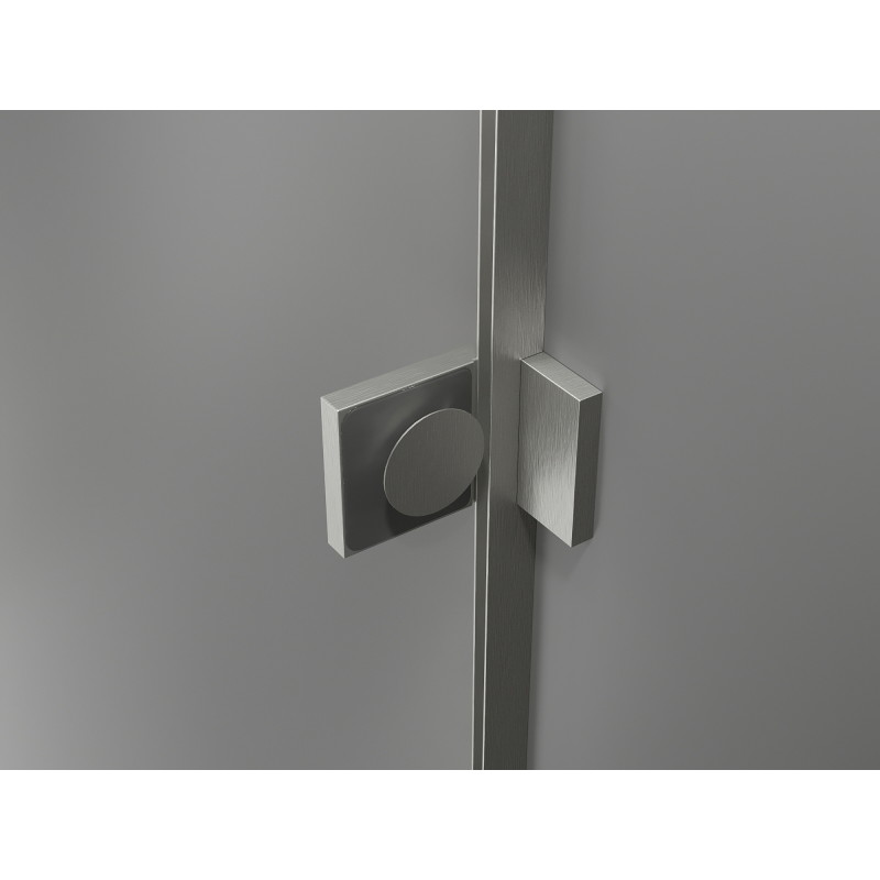 Mexen Lunar L halbkreisförmige Duschkabine mit Schwingtür 100 x 100 cm, transparent, gebürsteter Nickel - 833L-100L-100P-97-00