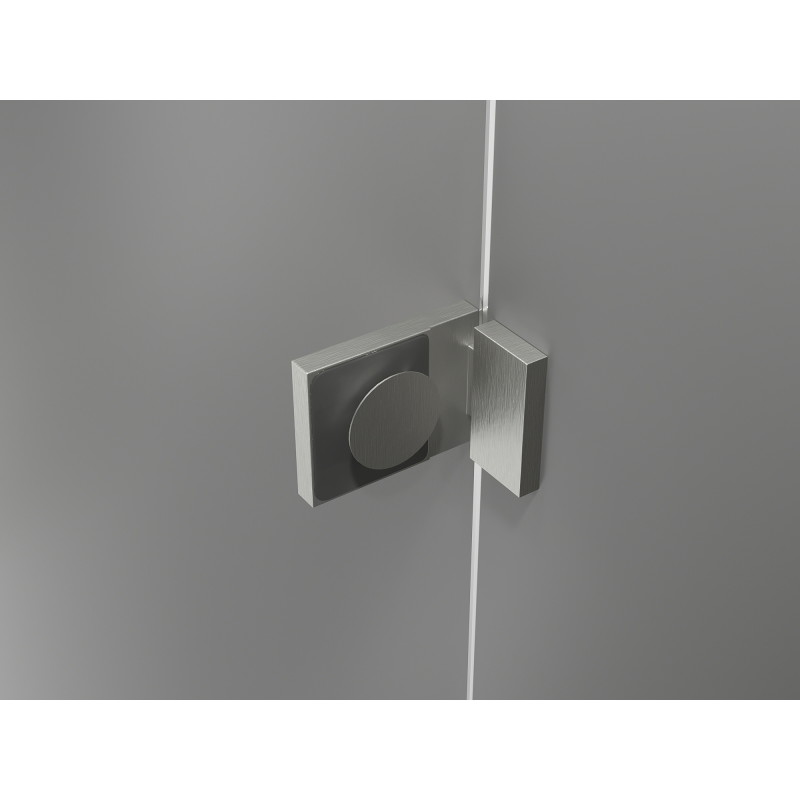 Mexen Lunar L halbkreisförmige Duschkabine mit Schwingtür 100 x 100 cm, transparent, gebürsteter Nickel - 833L-100L-100P-97-00