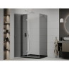 Mexen Roma Duschkabine schwenkbar 100 x 80 cm, Graphit, Chrom + Flat Duschwanne, schwarz - 854-100-080-01-40-4070
