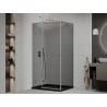 Mexen Roma Duschkabine schwenkbar 120 x 80 cm, Graphit, Chrom + Duschwanne Flat, Schwarz - 854-120-080-01-40-4070