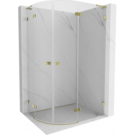 Mexen Lunar L Duschkabine halbrund rechts 100 x 90 cm, transparent, gold - 833L-100P-090L-50-00