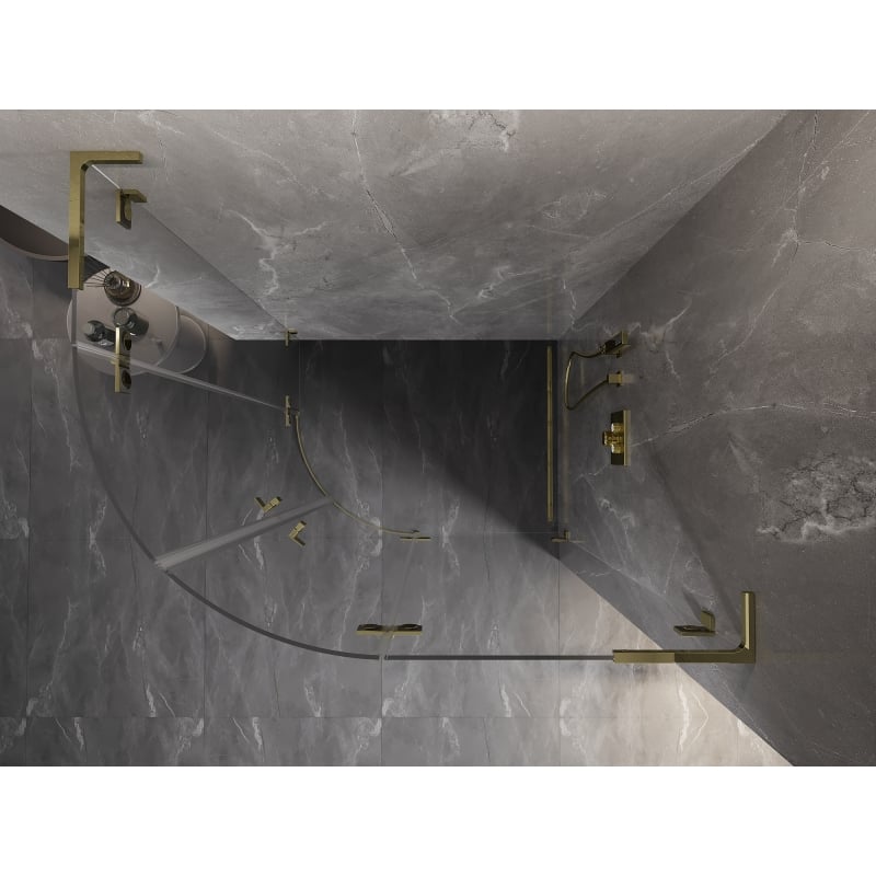 Mexen Lunar L Duschkabine halbrund rechts 100 x 90 cm, transparent, gold - 833L-100P-090L-50-00