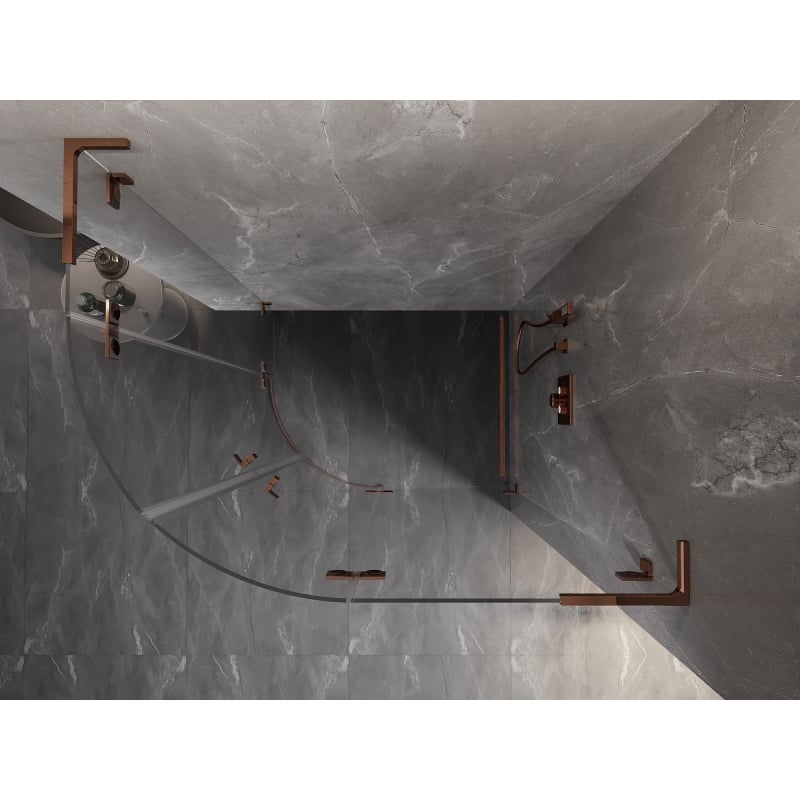 Mexen Lunar L halbkreisförmige Duschkabine, rechte öffnende Tür 100 x 90 cm, transparent, Roségold - 833L-100P-090L-60-00