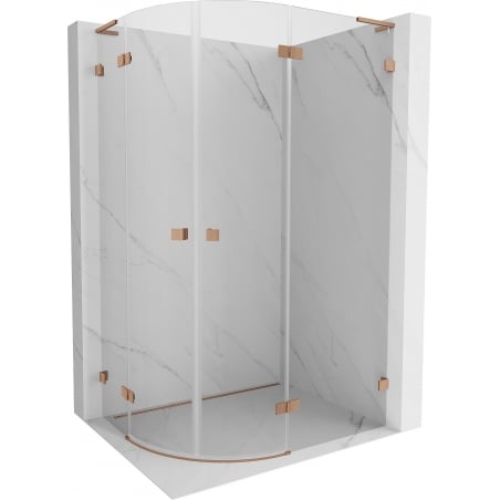 Mexen Lunar L Duschkabine halbrund klappbar rechts 100 x 90 cm, transparent, gebürstetes Kupfer - 833L-100P-090L-65-00