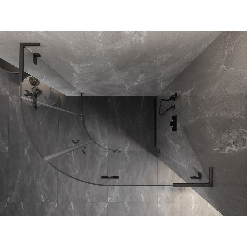 Mexen Lunar L Halbrunde Duschkabine schwenkbar rechts 100 x 90 cm, transparent, gebürstetes Gun Grau - 833L-100P-090L-66-00