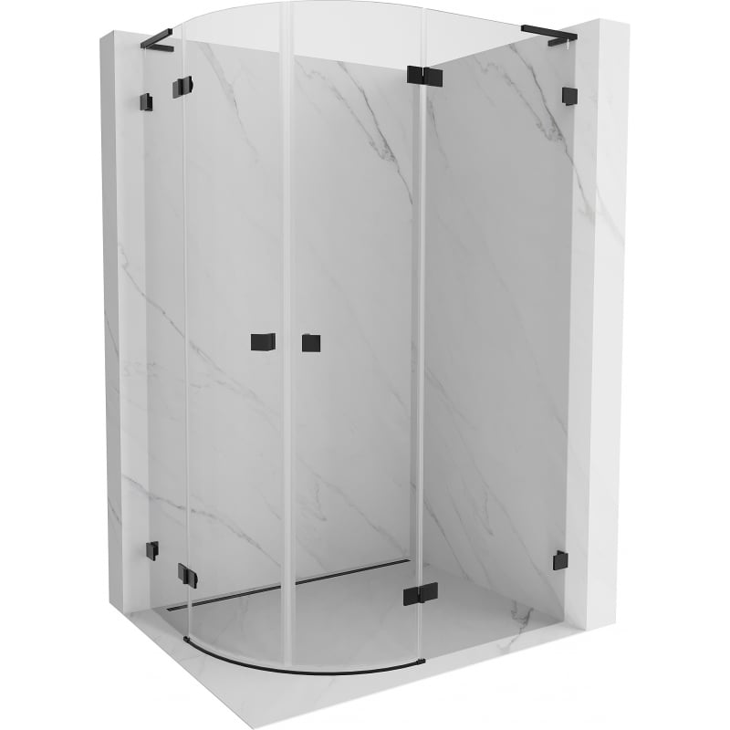 Mexen Lunar L Duschkabine halbrund rechts öffnend 100 x 90 cm, transparent, schwarz - 833L-100P-090L-70-00