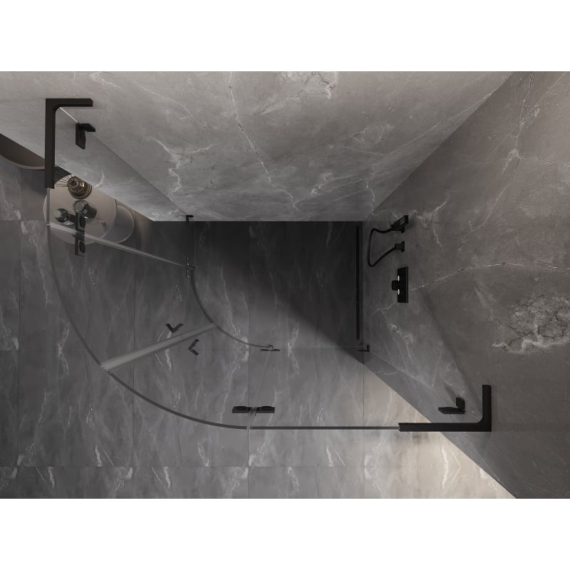 Mexen Lunar L Duschkabine halbrund rechts öffnend 100 x 90 cm, transparent, schwarz - 833L-100P-090L-70-00