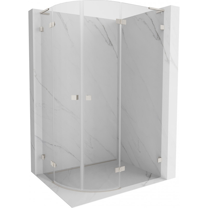 Mexen Lunar L Duschkabine halbrund schwenkbar rechts 100 x 90 cm, transparent, gebürstetes Nickel - 833L-100P-090L-97-00