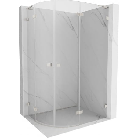 Mexen Lunar L Duschkabine halbrund schwenkbar rechts 100 x 90 cm, transparent, gebürstetes Nickel - 833L-100P-090L-97-00