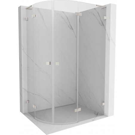 Mexen Lunar L halbkreisförmige Duschkabine zum Öffnen, rechts 100 x 90 cm, transparent, gebürstetes Nickel