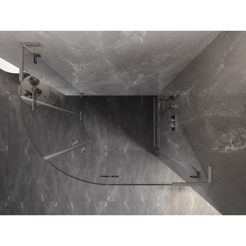 Mexen Lunar L Duschkabine halbrund schwenkbar rechts 100 x 90 cm, transparent, gebürstetes Nickel - 833L-100P-090L-97-00