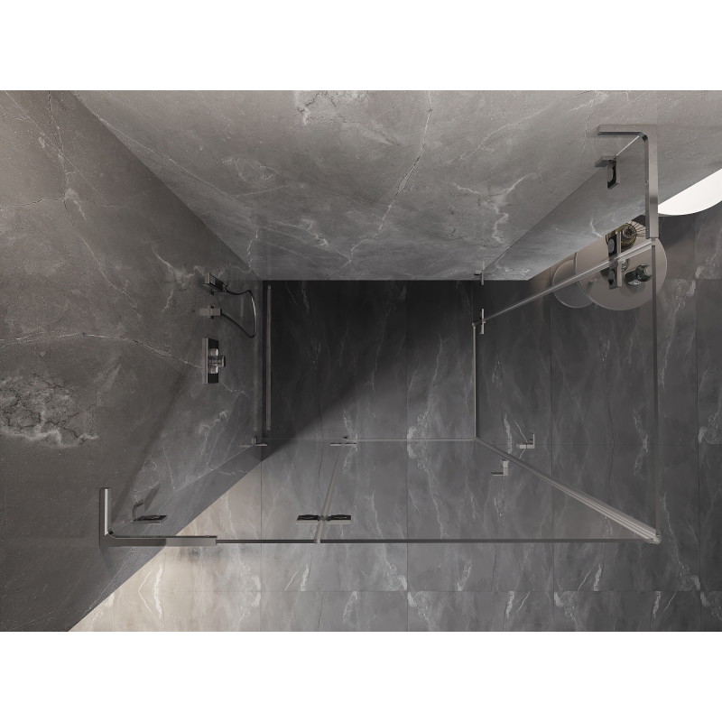 Mexen Lunar L Duo Duschkabine, links öffnend 80 x 75 cm, transparent, chrom - 834L-080L-075P-01-00