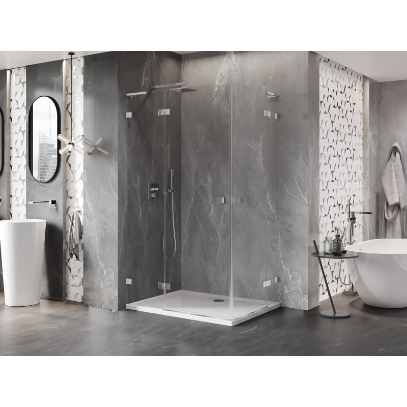 Mexen Lunar L Duo Duschkabine, links öffnend 80 x 75 cm, transparent, chrom - 834L-080L-075P-01-00