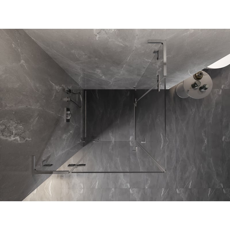 Mexen Lunar L Duo Duschkabine, Schwenktür 80 x 80 cm, transparent, Chrom - 834L-080L-080P-01-00