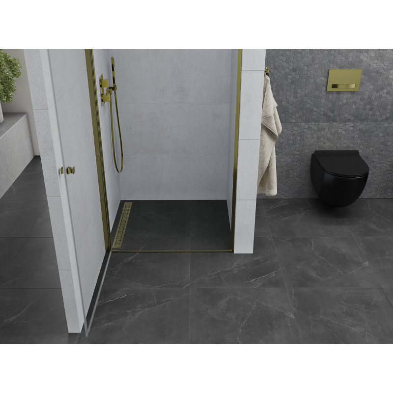 Mexen Pretoria 70 cm breite, transparente, goldene Duschtür mit Schwenkfunktion - 852-070-000-50-00