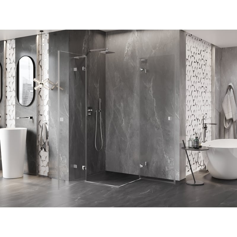 Mexen Lunar L Duo Drehduschtür 100 x 100 cm, transparent, Chrom - 834L-100L-100P-01-00