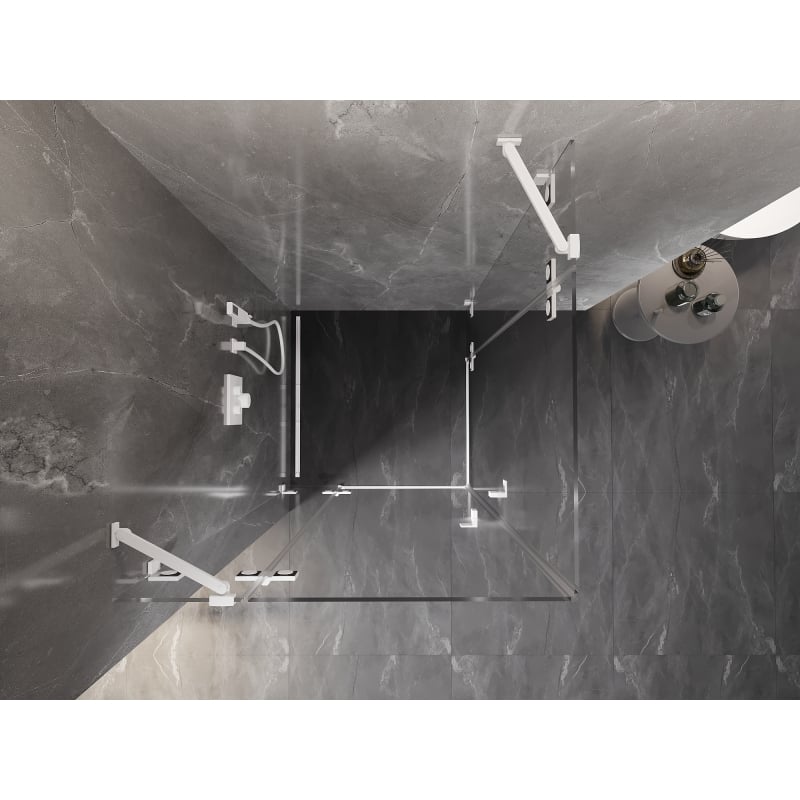 Mexen Lunar Duo Duschkabine, 70 x 70 cm, transparent, weiß - 834-070L-070P-20-00