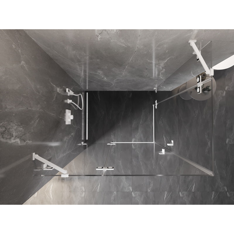 Mexen Lunar Duo Duschkabine, links öffnend, 105 x 75 cm, transparent, weiß - 834-105L-075P-20-00