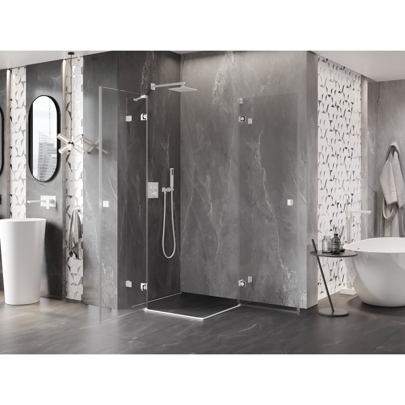 Mexen Lunar Duo Drehdusche 110 x 110 cm, transparent, weiß - 834-110L-110P-20-00