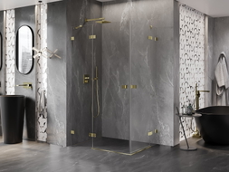 Mexen Lunar Duo Pendeltür-Duschkabine links 90 x 70 cm, transparent, gold - 834-090L-070P-50-00