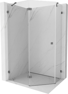 Mexen Lunar Fünfeck-Duschkabine Anschlagtür links 90 x 80 cm, transparent, Gun Metal - 831-090L-080P-95-00-L