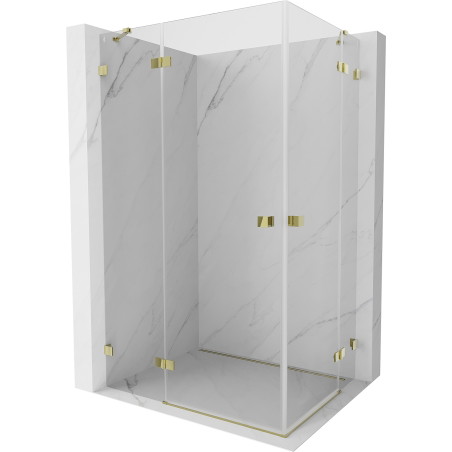 Mexen Lunar Duo Duschkabine, links öffnend, 95 x 90 cm, transparent, gold - 834-095L-090P-50-00