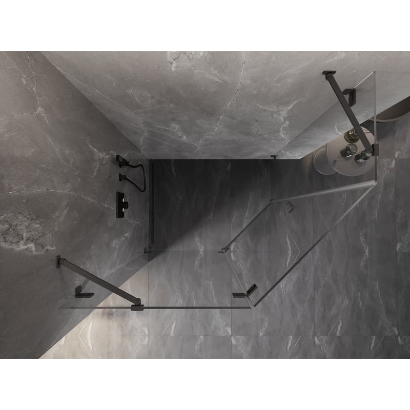 Mexen Lunar Fünfeck-Duschkabine, links 100 x 80 cm, transparent, Gun Metal - 831-100L-080P-95-00-L