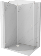 Mexen Lunar Fünfeck-Duschkabine links öffnend 90 x 80 cm, transparent, gebürsteter Nickel - 831-090L-080P-97-00-L