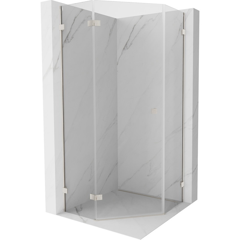 Mexen Lunar Pentagonale Duschkabine mit linkem Anschlag 90 x 90 cm, transparent, gebürsteter Nickel - 831-090L-090P-97-00-L