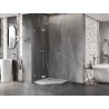 Mexen Lunar fünfeckige Duschkabine, links öffnend 90 x 90 cm, transparent, gebürstetes Nickel - 831-090L-090P-97-00-L