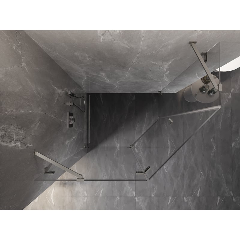Mexen Lunar Fünfeck-Duschkabine, schwenkbar, links, 100 x 80 cm, transparent, gebürstetes Nickel - 831-100L-080P-97-00-L