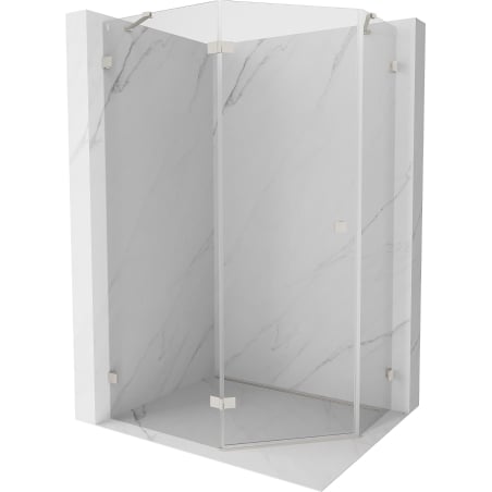 Mexen Lunar Fünfeck-Duschkabine links öffnend 100 x 90 cm, transparent, gebürstetes Nickel - 831-100L-090P-97-00-L