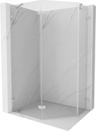 Mexen Lunar Fünfeck-Duschkabine links öffnend 100 x 90 cm, transparent, gebürstetes Nickel - 831-100L-090P-97-00-L