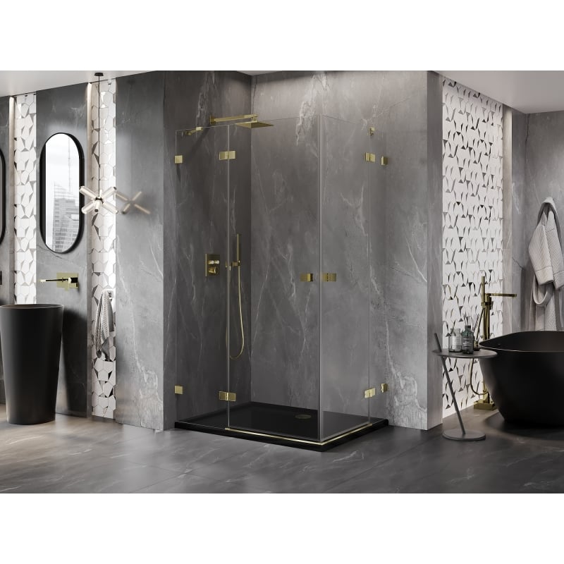Mexen Lunar Duo Duschkabine Anschlag links 110 x 70 cm, transparent, gold - 834-110L-070P-50-00