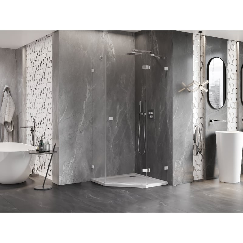 Mexen Lunar Fünfeck-Duschkabine, rechts 80 x 80 cm, transparent, Chrom - 831-080P-080L-01-00-P