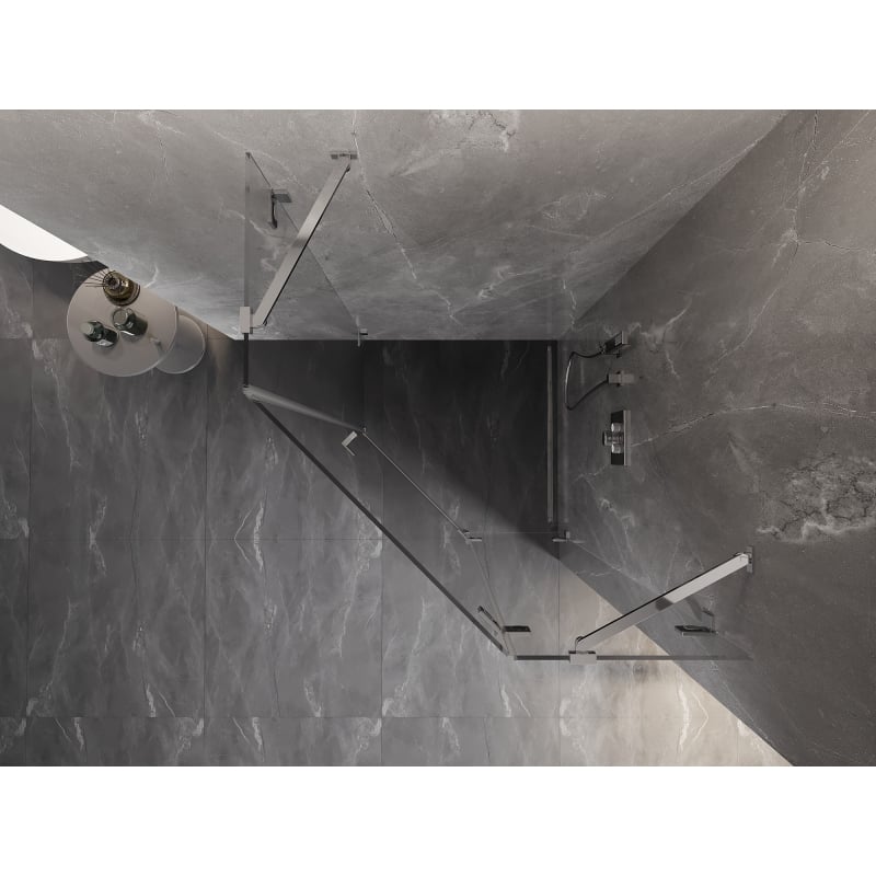 Mexen Lunar Fünfeck-Duschkabine, rechts 80 x 80 cm, transparent, Chrom - 831-080P-080L-01-00-P