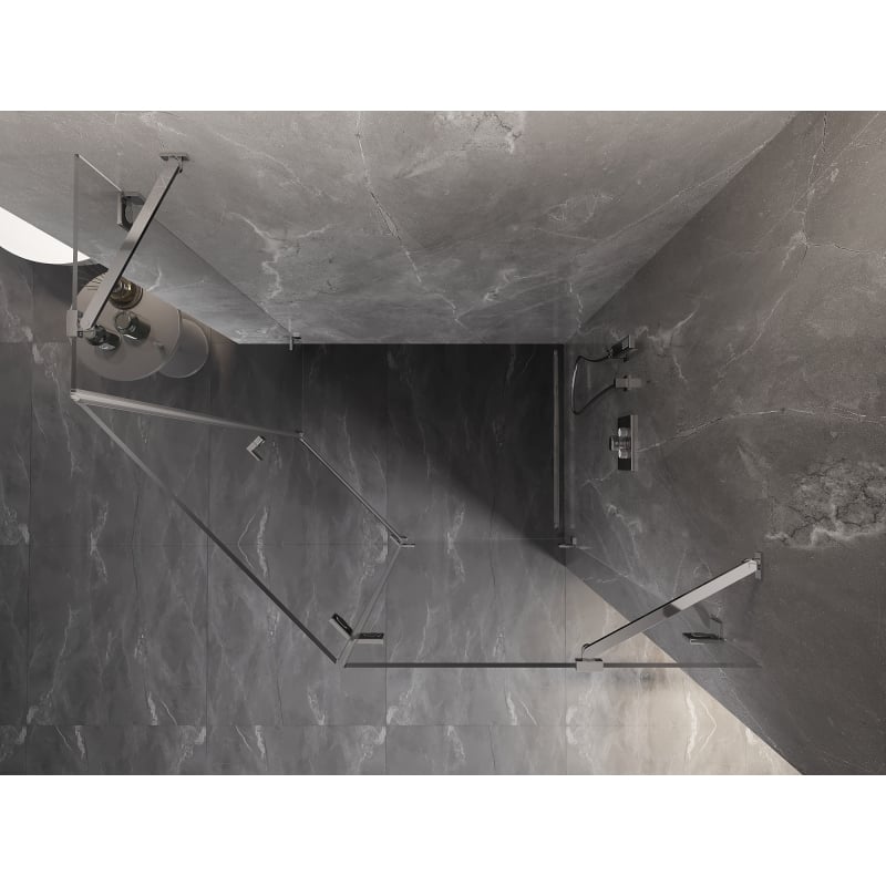 Mexen Lunar Fünfeck-Duschkabine schwenkbar rechts 90 x 80 cm, transparent, chrom - 831-090P-080L-01-00-P